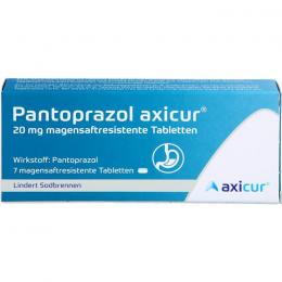 PANTOPRAZOL axicur 20 mg magensaftres.Tabletten 7 St.