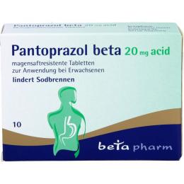 PANTOPRAZOL beta 20 mg acid magensaftres.Tabletten 10 St.