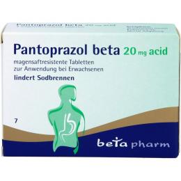 PANTOPRAZOL beta 20 mg acid magensaftres.Tabletten 7 St.