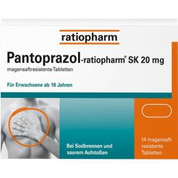 PANTOPRAZOL-ratiopharm SK 20 mg magensaftres.Tabl. 14 St.