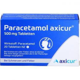 PARACETAMOL axicur 500 mg Tabletten 20 St.
