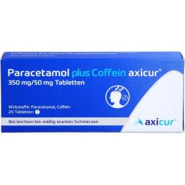 PARACETAMOL plus Coffein axicur 350 mg/50 mg Tabl. 20 St.