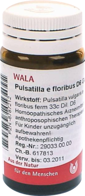 PULSATILLA E floribus D 6 Globuli 20 g