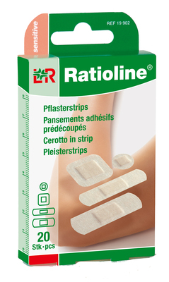 RATIOLINE sensitive Pflasterstrips in 4 Gren 20 St