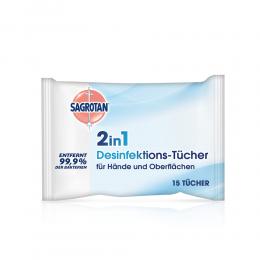SAGROTAN 2in1 Desinfektions-Tücher 15 St Tücher