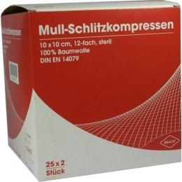 SCHLITZKOMPRESSEN Mull 10x10 cm steril 12fach 50 St.