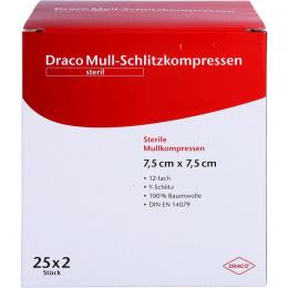 SCHLITZKOMPRESSEN Mull 7,5x7,5 cm steril 12fach 50 St.