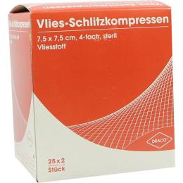 Ein aktuelles Angebot für SCHLITZKOMPRESSEN Vlies 7,5x7,5 cm steril 4fach 25 X 2 St Kompressen  - jetzt kaufen, Marke Dr. Ausbüttel & Co. GmbH.