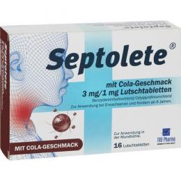 SEPTOLETE m.Cola-Geschmack 3mg/1mg Lutschtabletten 16 St.