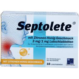 SEPTOLETE m.Zitronen-Honig-Geschm.3mg/1mg Lut.-T. 16 St.