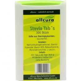 Ein aktuelles Angebot für STEVIA TABS 300 St Tabletten Gewichtskontrolle - jetzt kaufen, Marke Allcura Naturheilmittel GmbH.