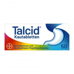 Ein aktuelles Angebot für TALCID Kautabletten 50 St Kautabletten Sodbrennen - jetzt kaufen, Marke Bayer Vital GmbH Geschäftsbereich Selbstmedikation.