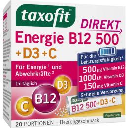 TAXOFIT Energie B12 500+D3+C Direkt Granulat 20 St.