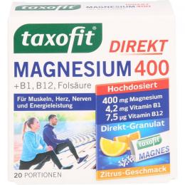 TAXOFIT Magnesium 400+B1+B6+B12+Folsäure 800 Gran. 20 St.
