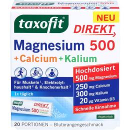 TAXOFIT Magnesium 500+Calcium+Kalium Direkt Gran. 20 St. (62 g)