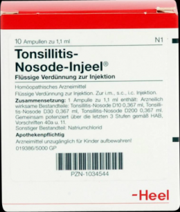 TONSILLITIS Nosode Injeel Ampullen 10 St