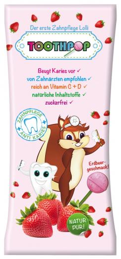 TOOTHPOP Zahnpflege-Lolli Erdbeergeschmack 1 St ohne