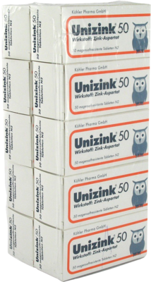 UNIZINK 50 magensaftresistente Tabletten 10X50 St