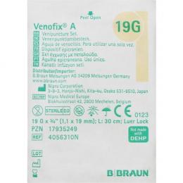 VENOFIX A Venenpunktionsb.19 G 1,1x19mm 30cm creme 1 St.