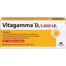 VITAGAMMA D3 5.600 I.E .Vitamin D3 NEM Tabletten 20 St. (13,4 g)