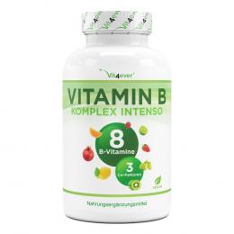 Vitamin B Komplex Intenso - alle 8 B-Vitamine + 3 Co-Faktoren - 180 Kapseln