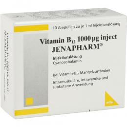 Ein aktuelles Angebot für VITAMIN B12 1.000 µg Inject Jenapharm Ampullen 10 X 1 ml Ampullen Vitaminpräparate - jetzt kaufen, Marke MIBE GmbH Arzneimittel.