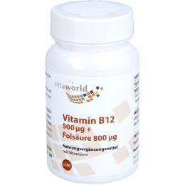 VITAMIN B12 500 µg+Folsäure 800 µg Tabletten 180 St. (54 g)