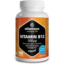 VITAMIN B12 500 µg hochdosiert vegan Tabletten 180 St. (45 g)