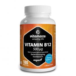Ein aktuelles Angebot für VITAMIN B12 500 myg hochdosiert vegan Tabletten 180 St Tabletten  - jetzt kaufen, Marke Vitamaze GmbH.