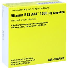 Ein aktuelles Angebot für VITAMIN B12 AAA 1.000 µg Ampullen 10 X 1 ml Injektionslösung Vitaminpräparate - jetzt kaufen, Marke AAA - Pharma GmbH.