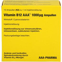 VITAMIN B12 AAA 1000 µg Ampullen Injektionslsg. 10 ml