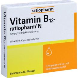 Ein aktuelles Angebot für VITAMIN B12-RATIOPHARM N Ampullen 5 X 1 ml Injektionslösung Vitaminpräparate - jetzt kaufen, Marke ratiopharm GmbH.