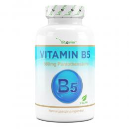 Vitamin B5 - 500 mg - 180 Kapseln - Pantothensäure - Hochdosiert - Vegan