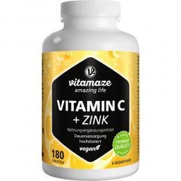 VITAMIN C 1000 mg hochdosiert+Zink vegan Tabletten 180 St Tabletten