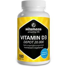 VITAMIN D3 20.000 I.E. Depot hochdosiert Tabletten 180 St. (108 g)