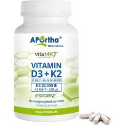 VITAMIN D3 20.000 I.E.+K2 VitaMK7 200 µg Kapseln 120 St.