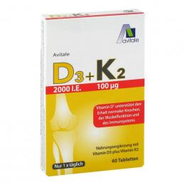 Ein aktuelles Angebot für Vitamin D3+K2 2000 I.E. 60 St Tabletten Vitaminpräparate - jetzt kaufen, Marke Avitale GmbH.
