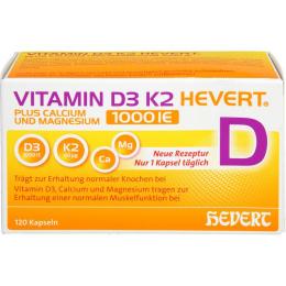 VITAMIN D3 K2 Hevert+Calcium u.Magnes.1000 IE Kps. 120 St. (71 g)
