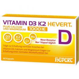 VITAMIN D3 K2 Hevert+Calcium u.Magnes.1000 IE Kps. 60 St.