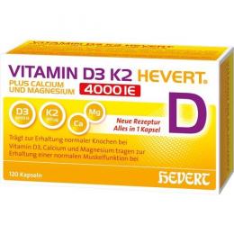 VITAMIN D3 K2 Hevert+Calcium u.Magnes.4000 IE Kps. 120 St.