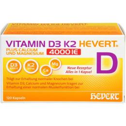 VITAMIN D3 K2 Hevert+Calcium u.Magnes.4000 IE Kps. 120 St. (71 g)