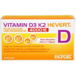 VITAMIN D3 K2 Hevert+Calcium u.Magnes.4000 IE Kps. 60 St. (35 g)