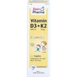 VITAMIN D3+K2 MK-7 all trans Family Tropf.z.Einn. 20 ml