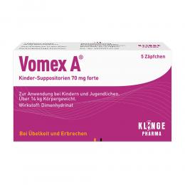 Ein aktuelles Angebot für VOMEX A Kinder-Suppositorien 70 mg forte 5 St Suppositorien Erbrechen & Übelkeit - jetzt kaufen, Marke Klinge Pharma GmbH.