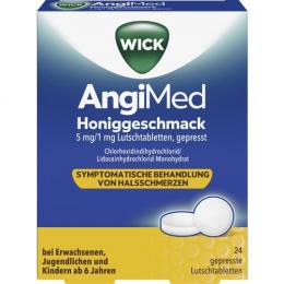 WICK AngiMed Honiggeschmack 5 mg/1 mg Lutschtabl. 24 St.