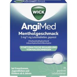 WICK AngiMed Mentholgeschmack 5 mg/1 mg Lutschtab. 24 St.