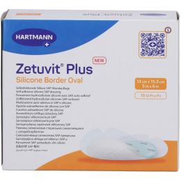 ZETUVIT Plus Silicone Border steril oval 13x15,5cm 10 St.