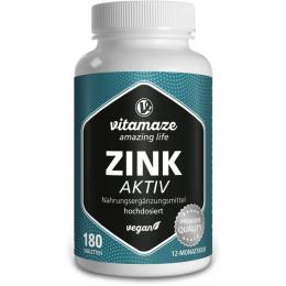 ZINK AKTIV 25 mg hochdosiert vegan Tabletten 180 St.