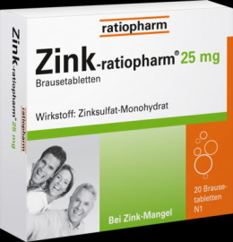 ZINK-RATIOPHARM 25 mg Brausetabletten 20 St